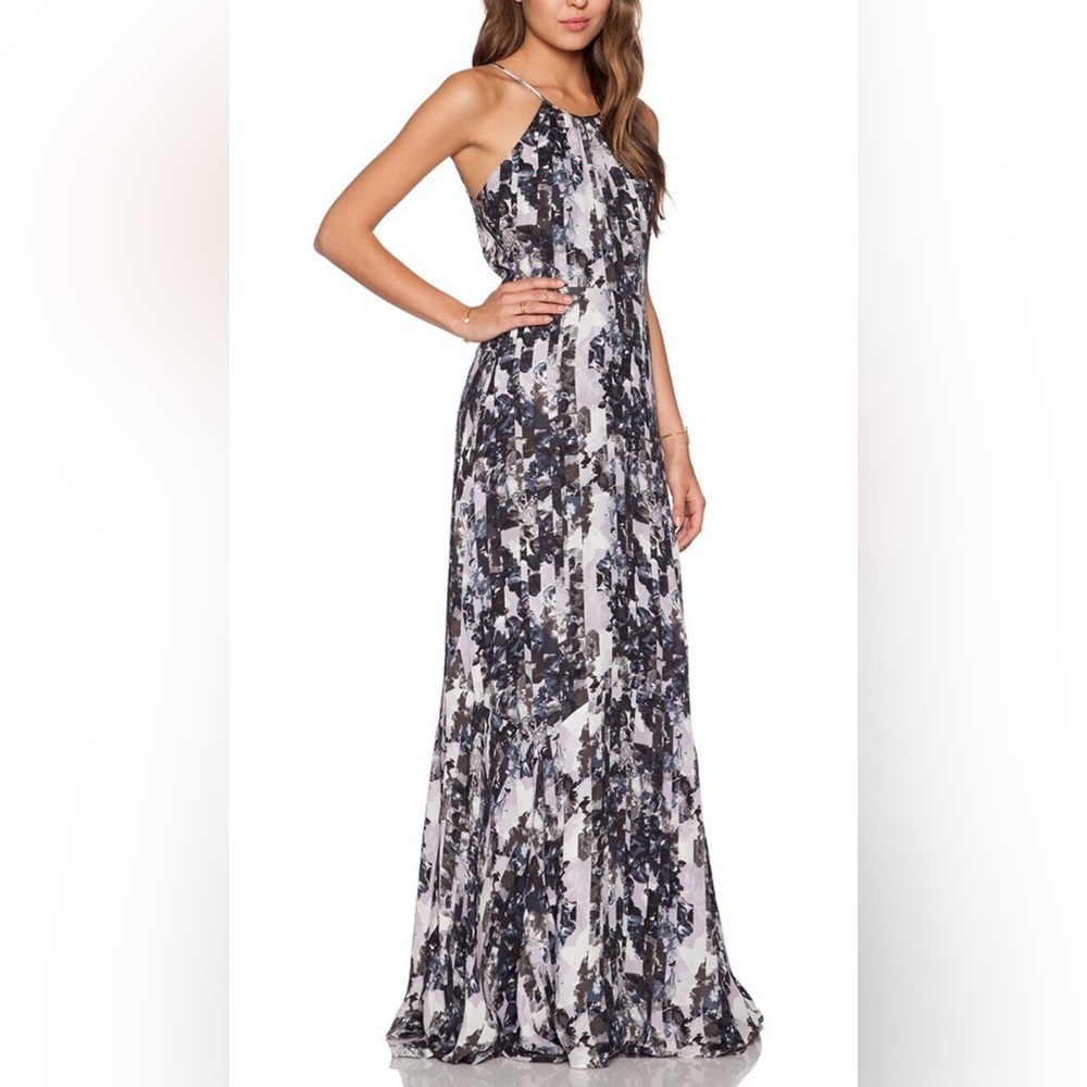 Parker Black and Light Pink Abstract Print Maxi Dress